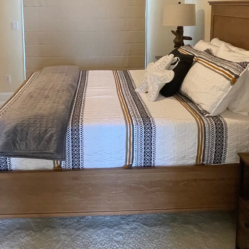 Boho White and Black Quilt Set with gold and green accents